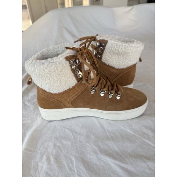 Womens Sz 6,5M Brown Marc Fisher MF Darlen-M Faux Fur Suede Leather Ankle Boots - Picture 6 of 11